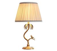 ZR98US American Brass Bedside Light Luxury Nightstand Lamp with Fabric Shade Bedroom Table Lamps For Living Room Color : Remote Control Switc