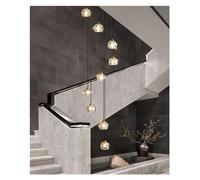 ZR98US American Loft Stairs G9 Pendant Lights Gold Luxury Metal K9 Crystal Luminarias Fixtures, Chandelier
