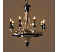 ZR98US American Retrohemp Rope Nostalgic Loft Industrial Style Internet Cafe Restaurant, Chandelier