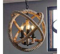 ZR98US American Retrohemp Rope Nostalgic Loft Industrial Style Internet Cafe Restaurant, Chandelier