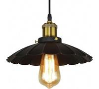 ZR98US American Village Loft Black/White Umbrella Pendant Lamp Art Industrial-Style Retro Nostalgia Restaurant Light, Chandelier