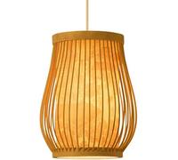 ZR98US Basket Shade Chinese Style Wicker Parchment Light Fixture Kitchen Rattan Pendant Lamp, Chandelier