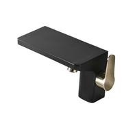 ZR98US Bathroom Faucet, Basin Mixer Tap, Single Handle Cold and Hot Water Sink Faucet, Black Carbon Fiber Porcelain, Space Saving