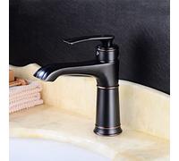ZR98US Bathroom Faucet Black, Single Handle Cold Hot Mixer, Vintage Vanity Tap, Antique Brass Short