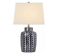 ZR98US Bedroom Bedside Desk Nightstand Hand-Painted Ceramic Lamp Body Fabric Lampshade Table Lamps for Living Room