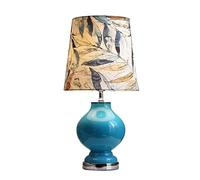 ZR98US Bedside American Creative Leaves Printing Fabric Lampshade Light Glass Desk Lamp Bedroom Table Lamps For Living Room Color Blue Size : Rem