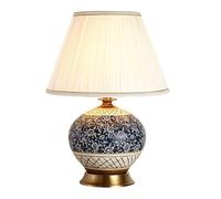 ZR98US Bedside Chinese Ceramic Lamp American Classical Decorative Desk Nightstand Table Lamps for Living Room (Color : Remote Control)