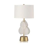 ZR98US Bedside Decorative Metal Glass Leaves Blade Desk Lamp Bedroom Table Lamps for Living Room (Color : White)