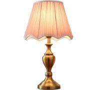 ZR98US Bedside Metal Fabric Lampshade Desk Light Nightstand Lamp Eye Protection Table Lamps for Living Room (Size : Push Button Switch)