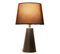 ZR98US Bedside Nordic Wrought Iron Touch Desk Fabric Lampshade Reading Lamp Bedroom Table Lamps for Living Room (Color : Black)