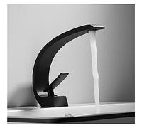 ZR98US Black Waterfall Basin Faucet Single Lever Mixer Brass Basin Faucet Single Hole Bathroom Faucet