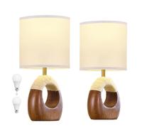 ZR98US Bohemian Rattan Table Lamp, 3 Color Temps, Included, White 2-Pack Suitable for Living Room, Dormitory, Office