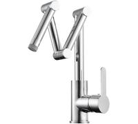 ZR98US Brass Folding Kitchen Faucet with Dual Mode Spout, Triple Extension Kitchen Sink Single Hole Mount Kitchen Hot/Cold Mixer Faucet