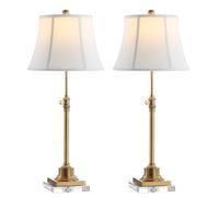 ZR98US Brass Gold Adjustable Set of 2 Bedroom Home Desk Bedside Table Lamp with LED Suitable for Living Room, Dormitory, Office,