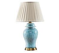ZR98US Ceramic Bedside Lamp Jingdezhen Glazed Study Reading Light Bedroom Table Lamps for Living Room (Color Blue, Size : Dimmer Switch)
