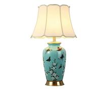 ZR98US Ceramic Chinese Bedside Desk Lamp Bedroom College Dorm Table Lamps for Living Room (Color : Push Button Switch)