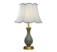 ZR98US Ceramic European Style Bedside Fabric Lampshade Nightstand Lamp Bedroom Table Lamps For Living Room Color Dimmer Size 37 * 58cm