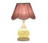 ZR98US Ceramic Fabric Lampshade Iron Base Bedside Dual Light Control Nightstand Lamp Bedroom Table Lamps For Living Room Color Purple Size : Dim