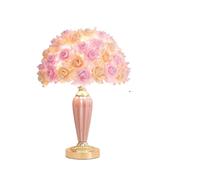 ZR98US Ceramic Goose Feather Bedside Lamp with Elegant Linen Shade - Versatile for Any Space (Pink)