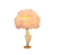 ZR98US Ceramic Goose Feather Bedside Lamp with Elegant Linen Shade - Versatile for Any Space (Pink)