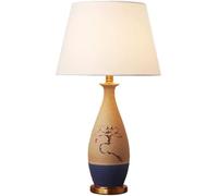 ZR98US Chinese Style Ceramic Bedside Fabric Lampshade Nightstand Bedroom Office Decoration Lamp Table Lamps for Living Room (Size : B)