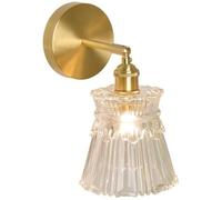 ZR98US Clear Glass, Mid-Century Retro Light 180° Adjustable Antique Gold Wall Lamp for Bedroom Living Room Kitchen Hallway