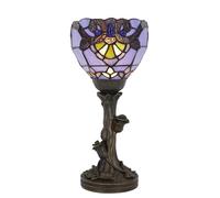 ZR98US Compact Bronze Resin Table Lamp with Mixed-Color Stained Glass