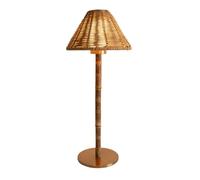 ZR98US Compact Portable Table Lamp, Rechargeable & Dimmable, Natural Rattan, 5.5" x 5.5" x 15"