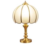 ZR98US Copper Bedside Glass Lampshade Nightstand Lamp Desk Light Table Lamps for Living Room (Color : Push Button Switch)