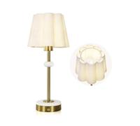 ZR98US Cordless Battery Operated Touch Table Lamp, Linen Shade Marble Base, Bedroom Bedside Dining Included Suitable for Living Room, Dormitory, Office,