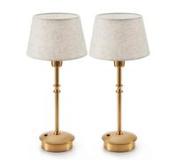 ZR98US Cordless, Portable, Rechargeable Table Lamp with 3 Dimmable Levels Fabric Shade Patios and Dining Rooms Suitable for Living Room, Dormitory, Office,(2 Pack-Ice Cream Colored)