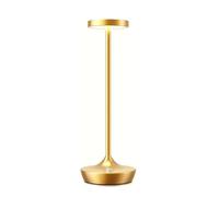 ZR98US Cordless Portable Touch LED Table Lamp, Battery Powered, Dimmable Outdoor Waterproof, Restaurant, Patio, Dining, Gold Suitable for Living Room, Dormitory, Office,(1Pack)