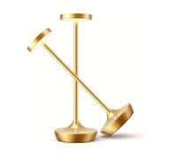 ZR98US Cordless Portable Touch LED Table Lamp, Battery Powered, Dimmable Outdoor Waterproof, Restaurant, Patio, Dining, Gold Suitable for Living Room, Dormitory, Office,(2Pack)