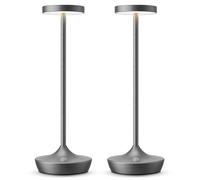 ZR98US Cordless, Portable, Waterproof LED Desk Lamp, Rechargeable, 3-Color Stepless Dimming, Dining Bedroom, Camping Suitable for Living Room, Dormitory, Office,(2X Gray)