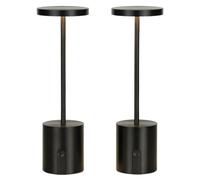 ZR98US Cordless Portable Waterproof Rechargeable Table Lamp 2-Pack, Stepless Dimming, Home/Restaurant/Patio/Bar, Black Suitable for Living Room, Dormitory, Office,