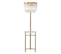 ZR98US Corner Marble Shelf with Glass Lampshade Standing Lamp Metal Floor Lamps for Living Room