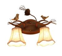 ZR98US Creative Bird Decor, Retro Resin Lamp Farmhouse Fabric Shade Wall for Bedroom Living Room Bedside Corridor(Three Light)