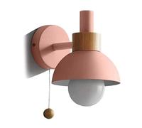 ZR98US Creative Iron, Lamp with Pull Cord for Bedroom Bedsides Living Room Study Wall Light(Pink)