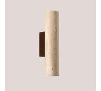 ZR98US Cylinder Stone Light, Minimalist Marble Solid Wood Base Wall Lamp for Hallway Living Room Bedroom House(32cm/12.59in)