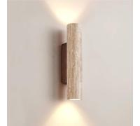 ZR98US Cylindrical Natural Stone, Mid Century Marble Lamp Up and Down Wall Light for Bedroom Living Room Headboard(32cm*6.5cm/12.59in*2.55in)