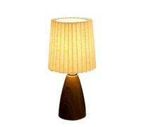ZR98US Dimmable Small Pleated Table Lamp, Ceramic Wood Grain Base, Round Linen Shade, Bedroom, LED Included Suitable for Living Room, Dormitory, Office,(1 Pack)