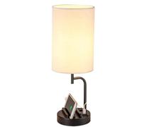 ZR98US Dimmable Touch Table USB C+A Ports & AC Outlet, Bedroom Bedside Lamp, with, Beige Shade+Black Base Suitable for Living Room, Dormitory, Office,