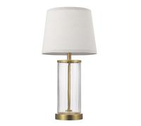 ZR98US Elegant Coastal Glass Table Lamp with Reusable Body, Steel Base and White Fabric Shade - Perfect for Living Room, Dormitory or Office