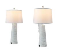 ZR98US Elegant Rustic Conical Lamp with USB Ports - Black