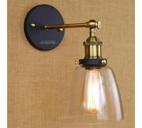 ZR98US European 180 Degree Adjustable Lamp Glass Lanter Industrial Rustic Iron Wall Light Fixture, Chandelier