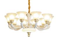 ZR98US European Traditional Glass Chandelier Household Classical Light Villa Decorative Hanging Lamp Hall Living Room Restaurant Fixture Device/Color/10-Heads