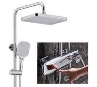 ZR98US Exposed Shower System Chrome Shower Faucet Set with Bathtub Faucet, 3 Modes Handheld Shower Head 30x20cm, Height Adjustable, Complete