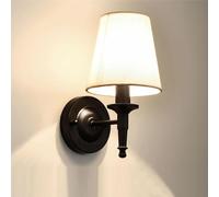 ZR98US Fabric Shade Lamp, Retro Rustic Iron for Hallway Bathroom Vanity Bedroom Bedside Living Room Porch Wall Light(Black)