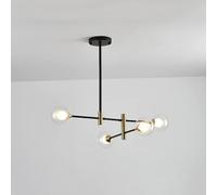 ZR98US Fashion Mid Century Chandelier Black and Gold Pendant Fixtures with White Glass Shade Rotatable Lamp Arms Ceiling Hanging Light for Bedroom Liv