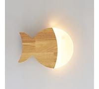 ZR98US Fish Shape Lamp, Japanese Wood Light Acrylic Warm Wall for Home Decor Children's Living Room Bedroom(35cm/13.78in)